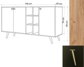 Dizajnová komoda Cadilyn 140 cm čierna