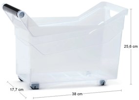 Plastový úložný box na kolieskach NUK3H 14 l - priehľadná