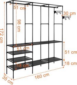 Otvorená šatníková skriňa CYNTHIA - 8 políc