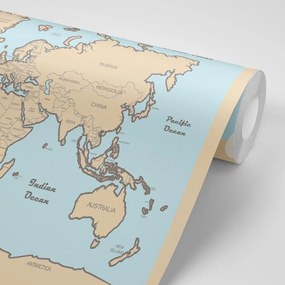 Tapeta mapa sveta s béžovým okrajom - 150x100
