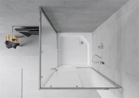 Mexen Rio, sprchovací kút 90 x 90 cm, sklo námraza, chrómový profil + sprchová vanička Rio, biela, 860-090-090-01-30-4510