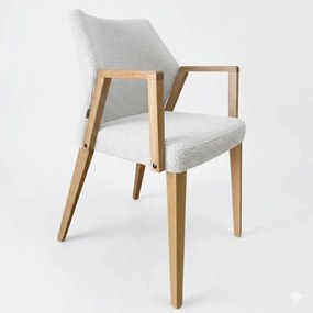 Čalúnené polo-kreslo ZORA s dubovými nohami a podrúčkami, 56x60x87 cm Catch-Me01