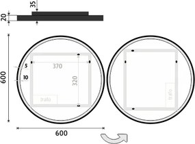 Nimco Čierne okrúhle LED zrkadlo priem. 600 - ZPC 28000R-90