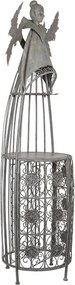 Šedá antik kovová polica na víno v tvare anjela Wine Rack Angel - 79*62*207 cm