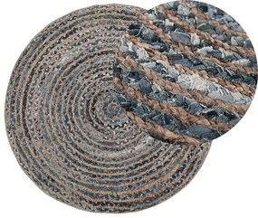 Okrúhly jutový koberec ⌀ 120 cm modrá/béžová MASLAK Beliani