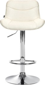 Barová stolička Vonore - látka, chróm rám - Krémová