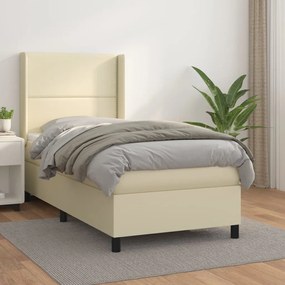 Boxspring posteľ s matracom krémová 100x200 cm umelá koža 3132425