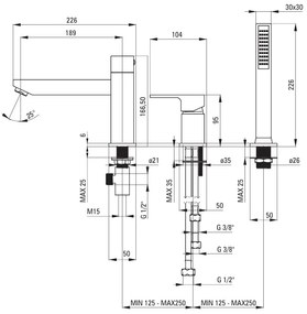 Deante Anemon, 3-otvorová vaňová batéria, čierna matná, DEA-BBZ_N13M