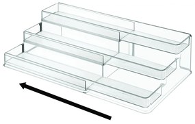 Priehľadný trojposchodový stojan do kuchyne iDesign Linus, 67 x 24 cm