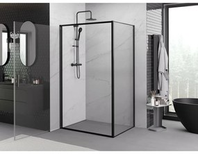 Mexen Exo, sprchovací kút s krídlovými dverami 70 x 90 cm, 6mm číre sklo, čierny profil, 817-070-090-70-00