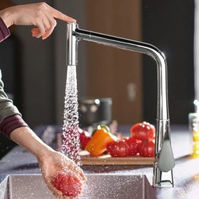 HANSGROHE Metris M71 páková drezová batéria Eco s vyťažiteľnou sprškou s prepínaním, 2jet, výška výtoku 319 mm, chróm, 14780000