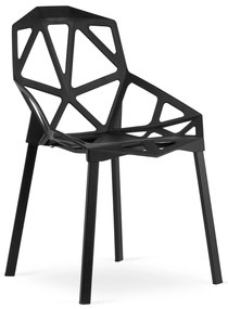 Jedálenský set 1 + 4, stôl TESSA 120x60 cm čierna/dekor dub + čierna plastová stolička ESSEN