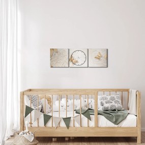 Obraz - Kvety s motýlikmi (s hodinami) (90x30 cm)