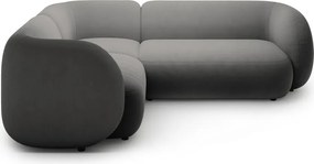 Tmavosivá zamatová rohová pohovka (ľavý roh/do L) Kate – Micadoni