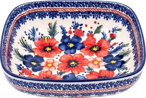 Keramická hranatá miska s kvetmi Blooming Blue – 15*15*5 cm