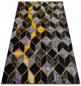 Dywany Łuszczów, Kusový koberec Gloss 400B 86 3D geometric black/gold, 140x190, čierna, kancelária