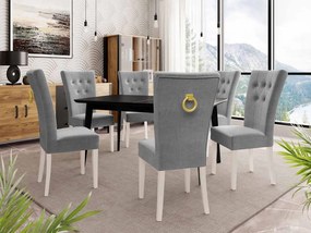 Rozkladací stôl 140x80 so 6 stoličkami ST67, Farby: čierny, Farby: biela, Farby: zlatý, Potah: Magic Velvet 2217