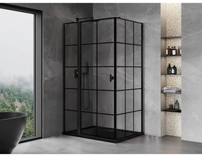 Mexen Mist T, sprchový kút s krídlovými dverami, ľavý, 90 x 100 cm, 8mm číre sklo, čierny profil, 8A4T-100-090-70-77-L