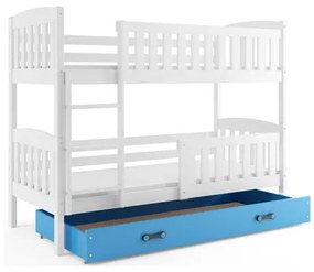 Detská poschodová posteľ KUBUS s úložným priestorom 80x190 cm - biela Modrá
