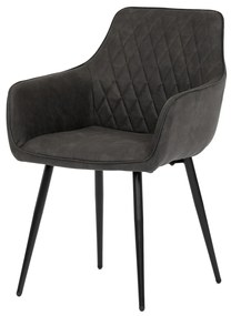 Autronic - Židle jídelní, černá látka v imitaci broušené kůže, nohy černý kov - DCH-225 BK3 AKCE