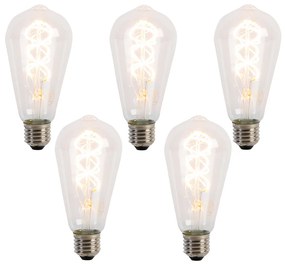 Sada 5 LED špirálových filamentových žiaroviek E27 ST64 5W 400 lm 2200K
