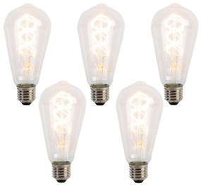 Sada 5 LED žiaroviek E27 so špirálovým vláknom ST64 5W 400 lm 2200K
