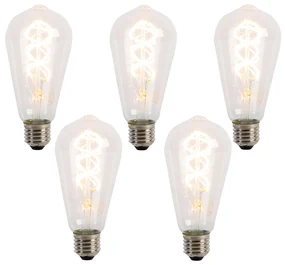 Sada 5 LED žiaroviek E27 so špirálovým vláknom ST64 5W 400 lm 2200K