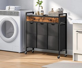 Koš na prádlo Vasagle Boro 130,2 L černý/hnědý