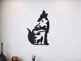 drevko Drevená nálepka Zavýjajúci vlk Rozmer obrazu: 44,5 x 29 cm, Farba dekorácie: Čierna