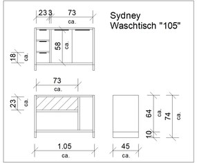 furniture-nabytek.cz - Masívny podstavec pod umývadlo Sydney z divokého duba, olejovaný, hnedý – 105×45×74 cm