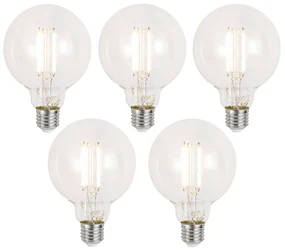 Sada 5 ks Inteligentné stmievateľné LED žiarovky E27 G95 číre 7W 806lm 2700-6500K