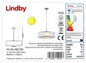 Lindby Lindby - LED Stmievateľný luster na lanku AMON 3xLED/12W/230V LW0017