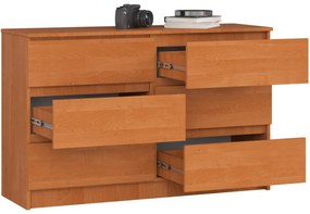Komoda Kuba 120 cm 6 šuplíkov jelša