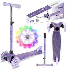 Kidwell UNO – trojkolesová balančná kolobežka pre deti 90–115 cm s LED kolesami