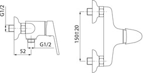 Ferro Smile, sprchová batéria 150 mm, chrómová, 71060,0