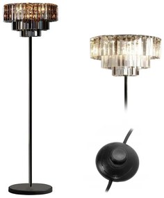 Toolight, podlahová krištáľová lampa 3xE14 APP925-3F, čierna, OSW-01042