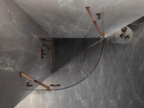 Mexen Lunar, výklopný polkruhový sprchový kút 100 x 100 cm, 8mm číre sklo, profil ružové zlato, 833-100L-100P-60-00