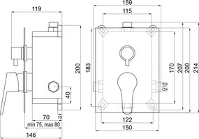Novaservis Titania Iris New, podomietková batéria s boxom 2 vývody, chrómová, BOX94451R,0