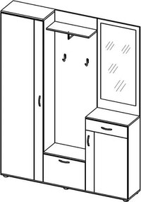 Predsieňová stena Patent, dub sonoma/biela