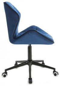 LuxuryForm DESIGN Stolička MILANO MAX VELUR na čiernej podstave s kolieskami - modrá