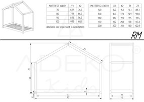 Domčeková detská posteľ z borovicového dreva 90x190 cm Mila RM - Adeko
