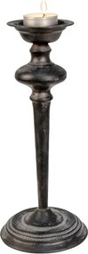 Kovový čierny svietnik s patinou Dianna - Ø 16*38 cm