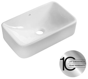 Laveo Kvadrato, umývadlo na dosku 485x295x125 mm, biela lesklá, LAV-VUK_6249