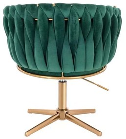 LuxuryForm DESIGN Kreslo NORDEN VELUR na zlatom kríži - zelené