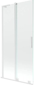 Mexen Velar L, 2-krídlová posuvná vaňová zástena 90 x 150 cm, 8mm číre sklo, biely profil, 896-090-003-01-20