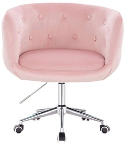 LuxuryForm DESIGN Kreslo MONTANA VELUR na striebornej podstave s kolieskami - ružové
