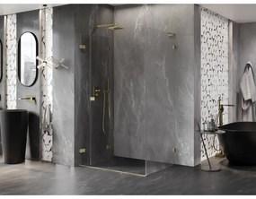 Mexen Lunar-F L, 1-krídlový sprchový kút so skladacími dverami, ľavý, 100 x 80 cm, 8mm číre sklo, zlatý matný profil, 836L-100-080-55-00-L