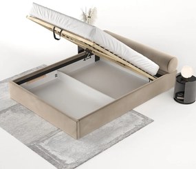 Svetlohnedá čalúnená dvojlôžková posteľ s úložným priestorom s roštom 140x200 cm Solvo – Maison de Rêve