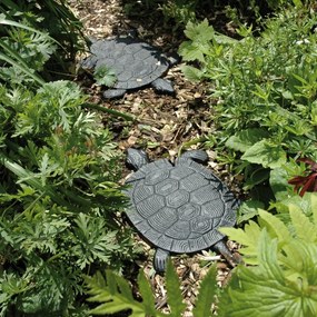 Záhradný nášlapný kameň Turtle, 23x32 cm, liatina, hnedá