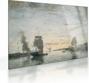 Sklenený obraz - Eugène Boudin, Entrance to the Harbor, Le Havre, reprodukcia (70x50 cm)